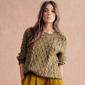 Worn once- Sezane James Sweater Jumper Mottled Olive - Size Small